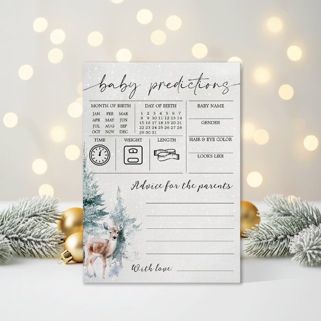 Invitation Winter Baby Shower Baby Predictions & Advice Card (Créateur téléchargé)