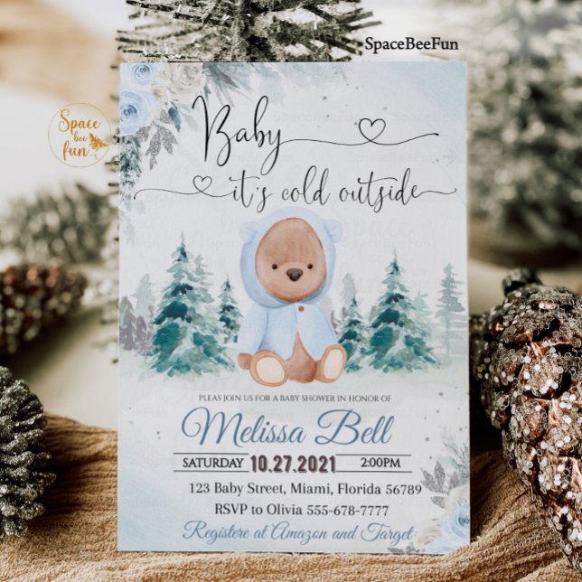 Invitation Winter Bear Boy Il fait froid à l'extérieur de l'i (Créateur téléchargé)