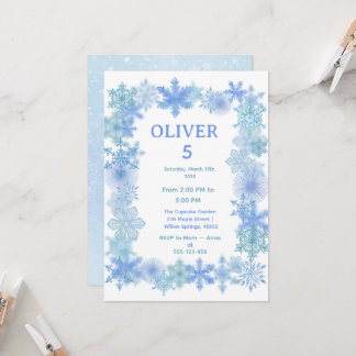 Invitation Winter Birthday Invitation, Minimalist Snowflake 