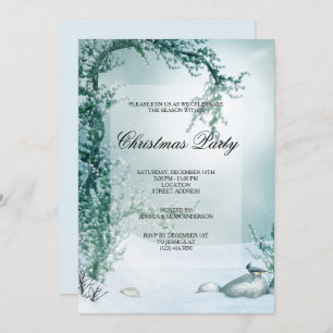 Invitation Winter Blossom Scenery & Cardinal Christmas Party