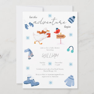 Invitation Winter Blue Adventure commence Baby shower