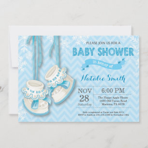 Invitation Winter Blue Chaussures garçon Baby shower Invitati