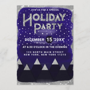 Invitation Winter Blue Silver Snowy Mounts Fête