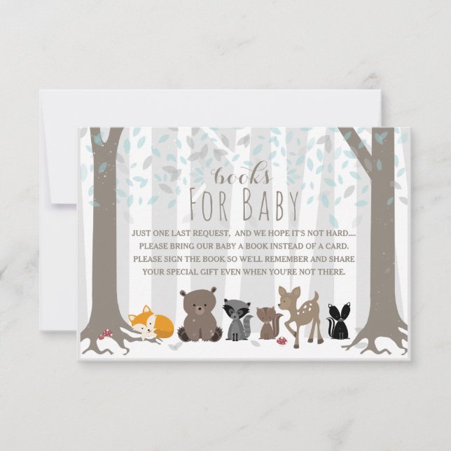 Invitation Winter Blue Woodland Animal Famille Demande de liv (Devant)