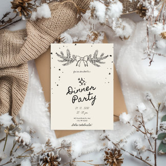 Invitation Winter Botanical Christmas Dinner Party