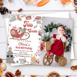 Invitation Winter Christmas Retro Two Sweet 2nd Birthday<br><div class="desc">Winter Christmas Retro Two Sweet 2nd Birthday Invitation</div>