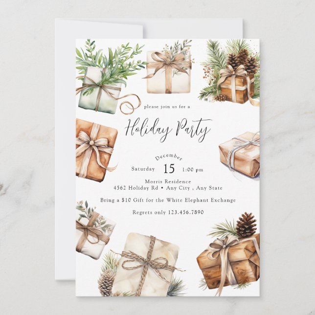 Invitation Winter Elegant Holiday Party (Devant)