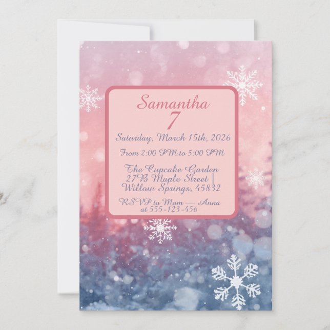 Invitation Winter Fairy Tale Invitation, Romantic Snowflake  (Devant)
