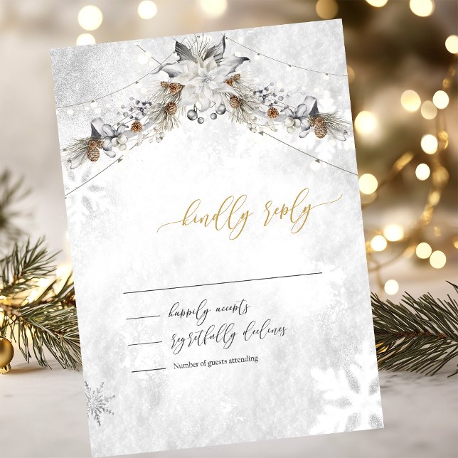 Invitation Winter Flower Pinecones  Wedding RSVP (Créateur téléchargé)