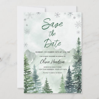 Invitation Winter Forest Baby Shower Save the Date