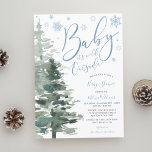 Invitation Winter Forest Blue It's Cold Outside Baby Shower<br><div class="desc">A baby boy is on the way and it's cold outside! Throw a wonderful winter theme baby shower with this custom invitation. Design features a modern calligraphy script font,  blue snowflakes and watercolor forest trees. Easily personalize this invite using the online template tools. NOT BLUE FOIL</div>