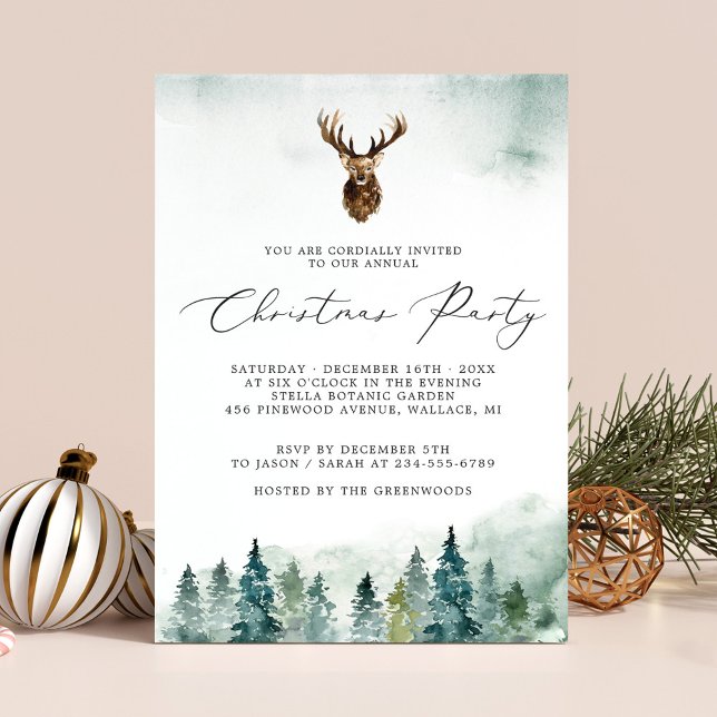 Invitation Winter Forest Deer Head Christmas Holiday Party (Créateur téléchargé)