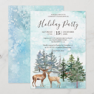 Invitation Winter Forest deers snowwoodland Fête de vacances
