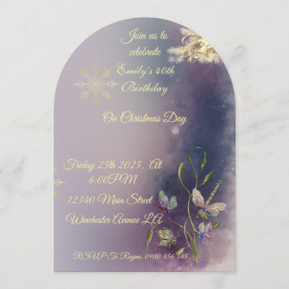 Invitation Winter Glow Birthday Flat Greeting Card