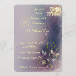 Invitation Winter Glow Birthday Flat Greeting Card
