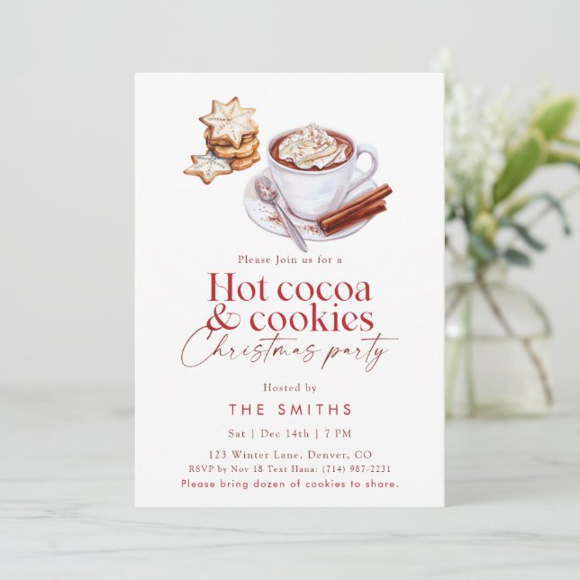Invitation Winter Hot Cocoa and Cookies Christmas Party (Debout devant)