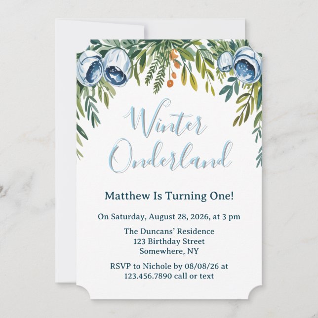 Invitation Winter Onderland Boys 1er. Fête d'anniversaire (Devant)