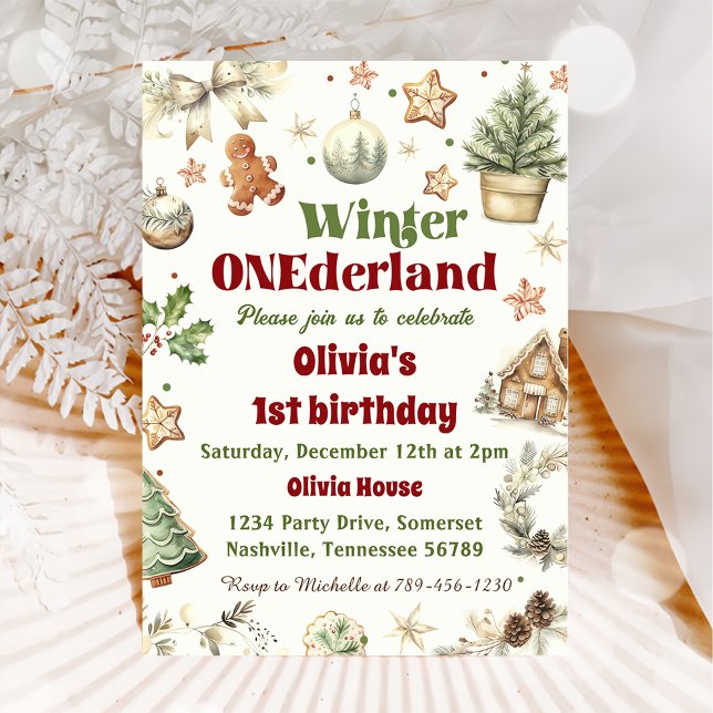 Invitation Winter Onederland 1er Anniversaire Cookies Noël (Créateur téléchargé)