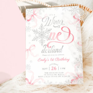 Invitation Winter ONEderland 1er Anniversaire Rose Argent