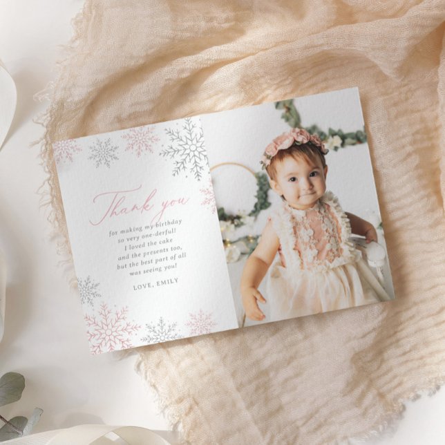 Invitation Winter Onederland Birthday Photo Thank You Card (Créateur téléchargé)