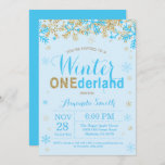 Invitation Winter Onederland Blue and Gold Boy 1st Birthday<br><div class="desc">Winter Onederland Blue and Gold Boy 1st Birthday Invite. Première fête du Premier Jour. Bleu et or Glitter Snowflake. Boy Birthday Party Invite. Le jour de l'hiver. 1st Jour du Premier Birthday. White Background. For further customization, please click the "Customize it" button and use our design tool to modify this...</div>