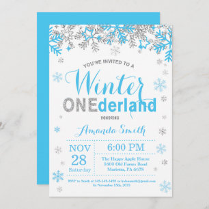Invitation Winter Onederland Blue and Silver Boy 1er Annivers