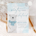 Invitation Winter Onederland Blue Polar Bear Birthday<br><div class="desc">Winter Onederland Blue Polar Bear Birthday Invitation</div>