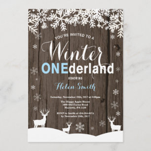 Invitation Winter Onederland Bois rustique Bois garçon 1er an