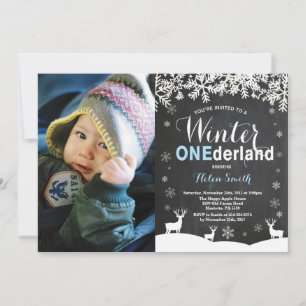 Invitation Winter Onederland Boy 1er Anniversaire Photo