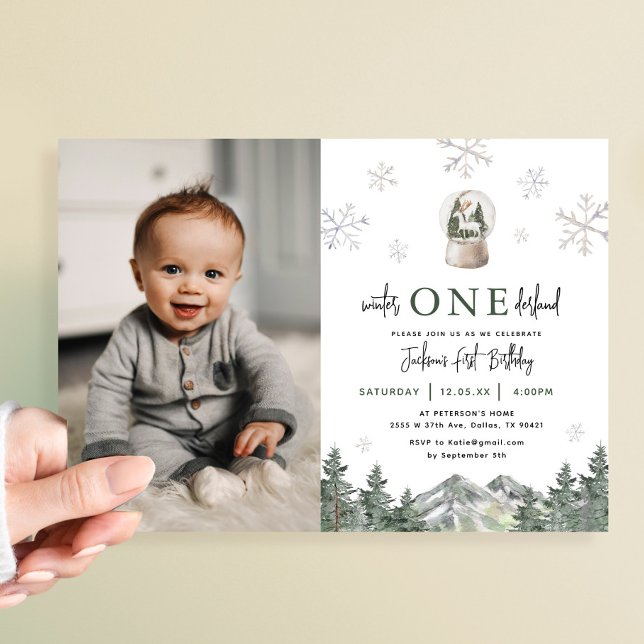 Invitation Winter Onederland Boy 1er Anniversaire Photo (Créateur téléchargé)