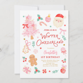 Invitation Winter Onederland Christmas 1st Birthday Party