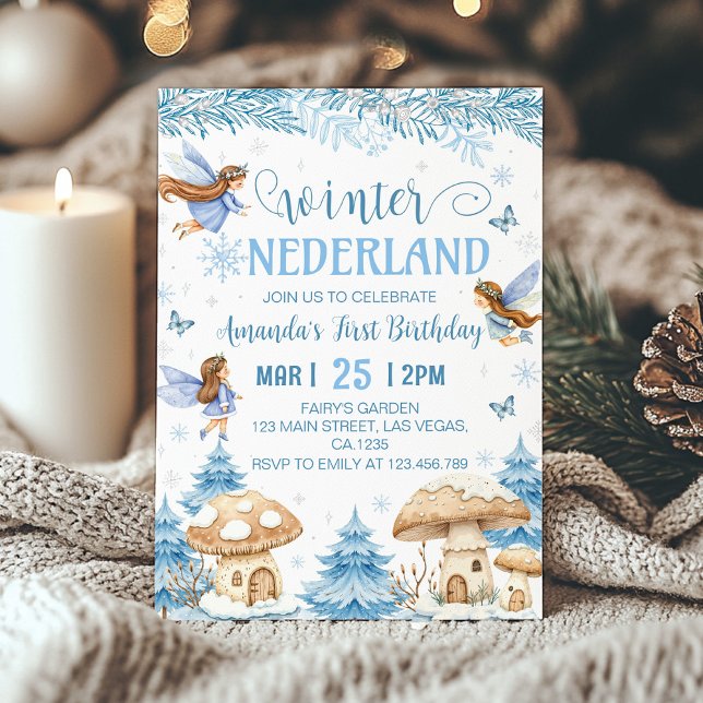 Invitation Winter Onederland Fairy 1er Anniversaire (Créateur téléchargé)