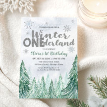 Winter Onederland First Birthday Snowflakes Forest
