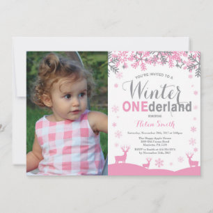 Invitation Winter Onederland Flamme de neige fille 1er annive