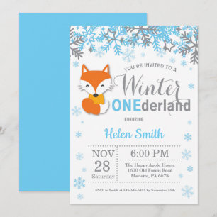 Invitation Winter Onederland Fox Boy