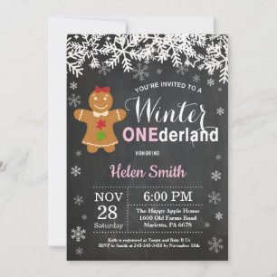 Invitation Winter Onederland Girl 1er anniversaire