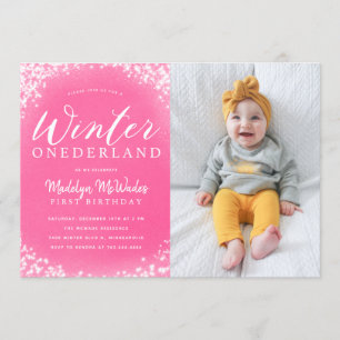 Invitation Winter Onederland Girl 1er anniversaire de fête ph