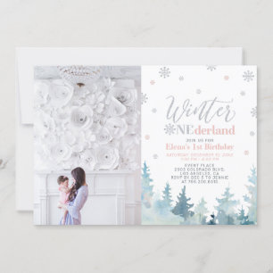 Invitation Winter Onederland Girl 1er Anniversaire Photo