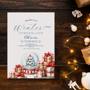 Invitation Winter Onederland globe de neige Red Girl Annivers
