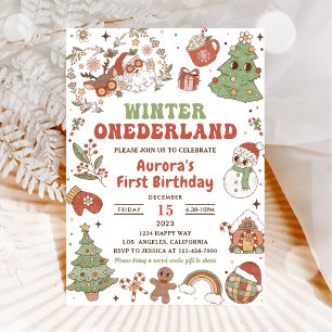 Invitation Winter Onederland mignonne Super Père Noël fête d'