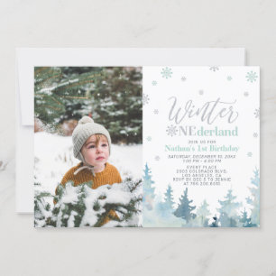 Invitation Winter Onederland Mint Boy 1er Anniversaire Photo