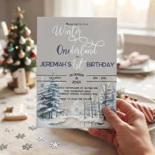 Invitation Winter Onederland Noël 1er Anniversaire Garçon