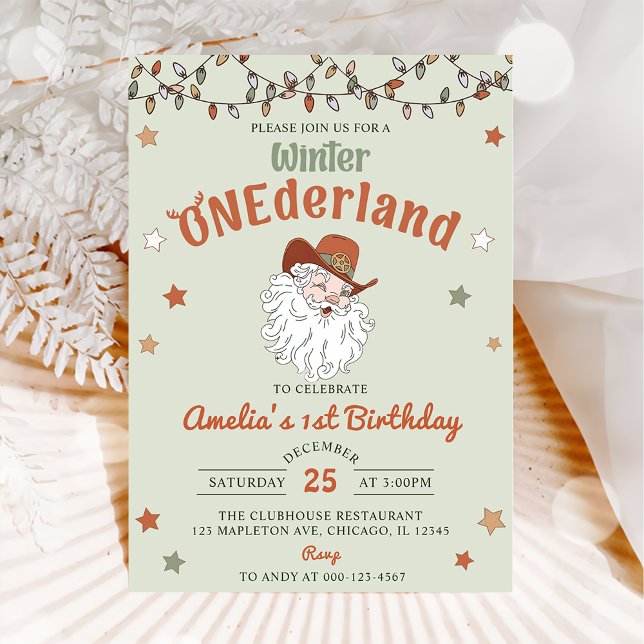 Invitation Winter Onederland Père Noël Noël Premier anniversa (Créateur téléchargé)