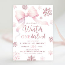 Winter Onederland Pink Bow Snowflake 1er anniversa