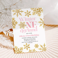 Winter Onederland Pink Gold Snowflake 1er annivers
