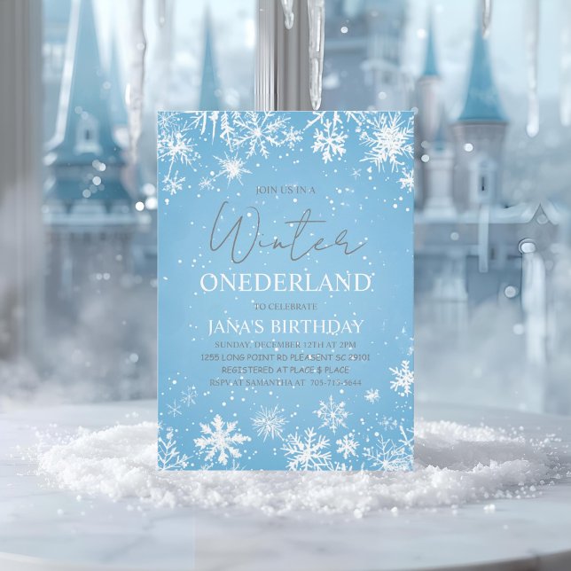Invitation Winter ONEderland Premier Anniversaire Bleu (Créateur téléchargé)