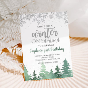 Invitation Winter Onederland Premier Anniversaire Flocons de 