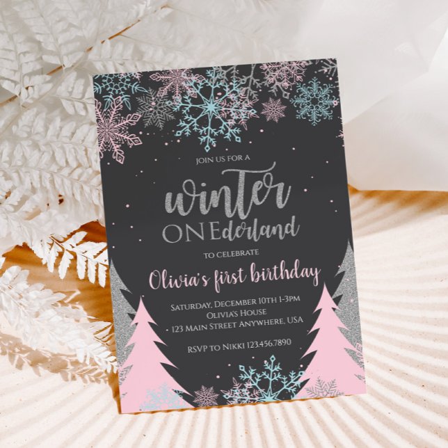 Invitation Winter Onederland Premier Anniversaire Flocons de  (Créateur téléchargé)