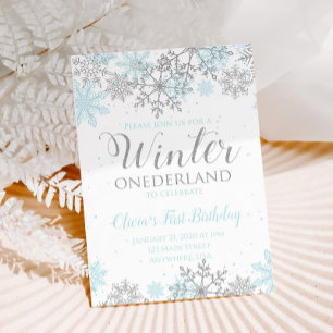 Invitation Winter Onederland Premier Anniversaire flocons de 