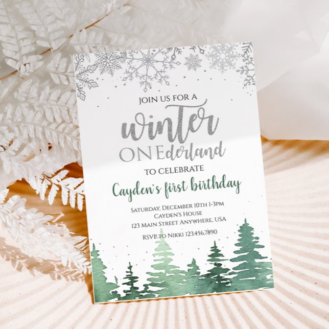 Invitation Winter Onederland Premier Anniversaire Flocons de  (Créateur téléchargé)
